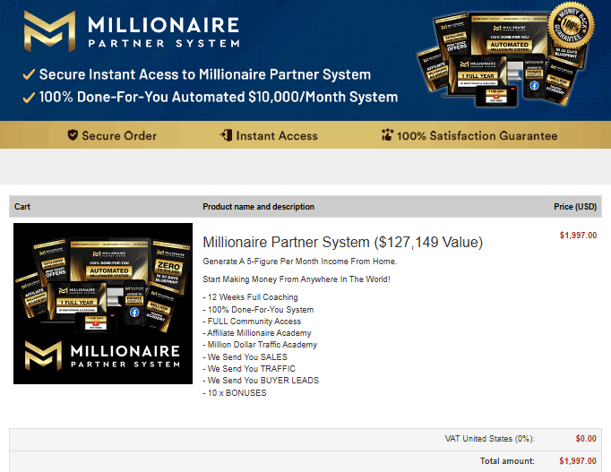 Millionaire Partner System - Secure Checkout 